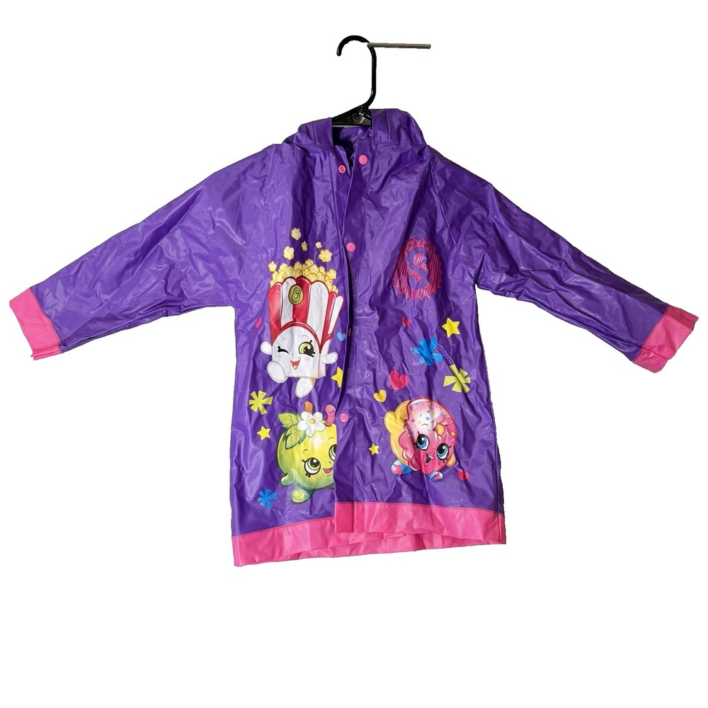 Shopkins - Rain Slicker Vinyl Raincoat  Medium - Purple - Used